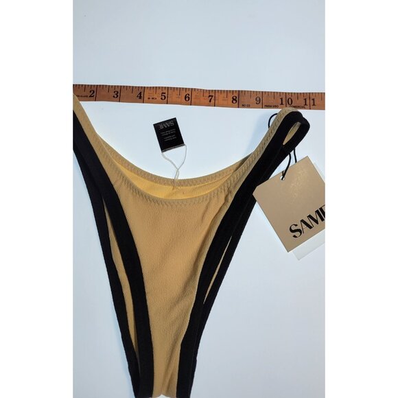 SAME Los Angeles Bottom Swim  Womens High Rise Solid Size XS Faux Suede Beige - Picture 4 of 7